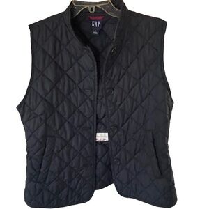 Gap quilted black vest size L adjustable waist